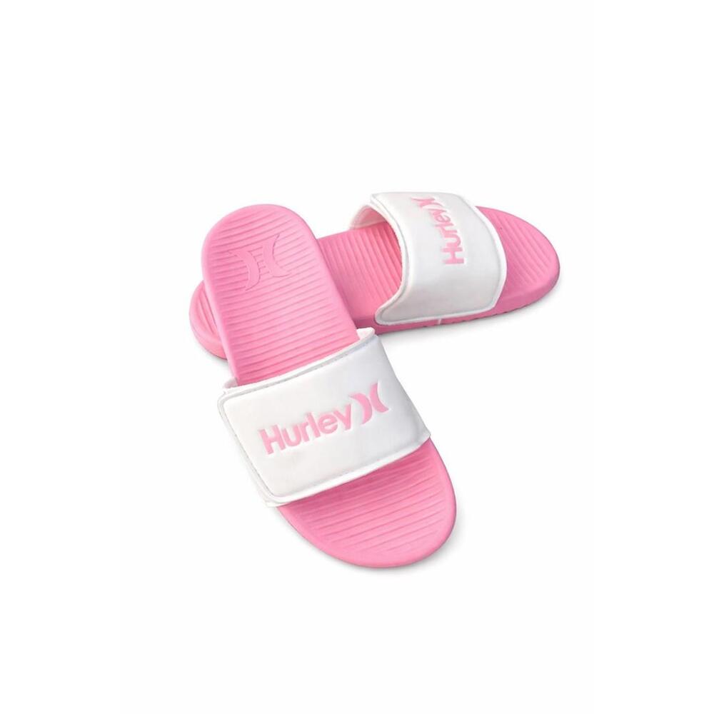 Hurley Slide Sandals Pink White Girls Size 3 US EUR 35 BANE-VG Logo